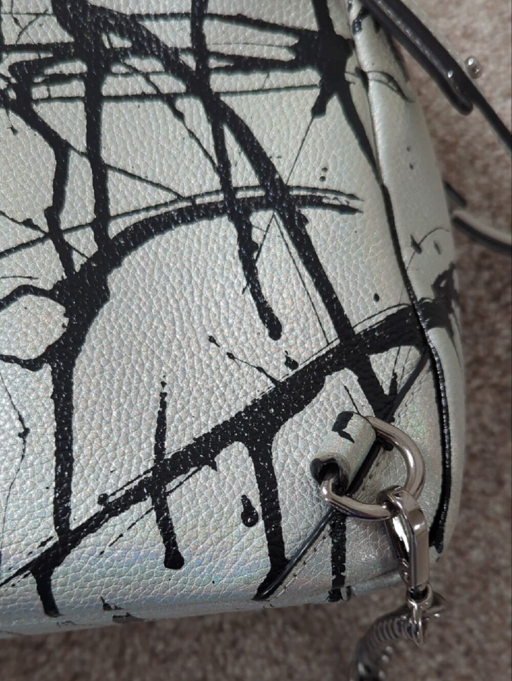 Henri Bendel "About Town" Splatter Print Mini Backpack With Storage Bag - Picture 7 of 15